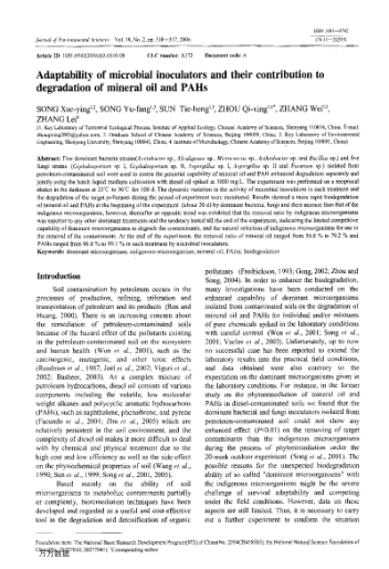 Adaptability of microbial inoculators and their contribution to degradation of mineral oil and PAHs