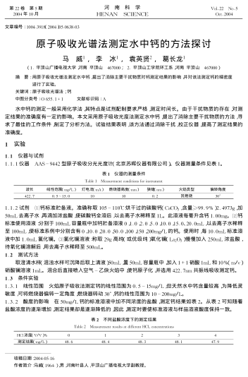 原子吸收光譜法測定水中鈣的方法探討