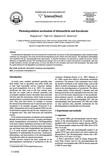 Photodegradation mechanism of deltamethrin and fenvalerate