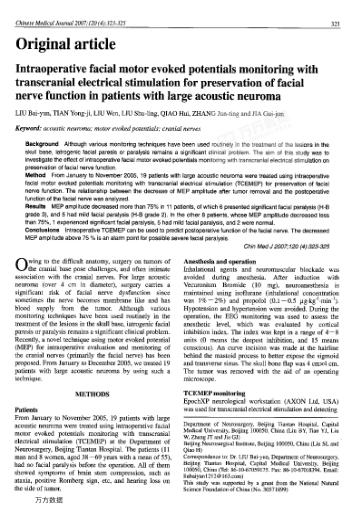 Intraoperative facial motor evoked potentials monitoring with transcranial electrical stimulation fo