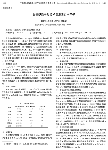 石墨爐原子吸收光譜法測定水中砷