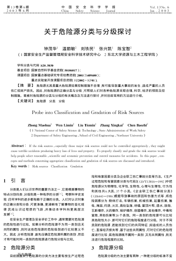 關(guān)于危險源分類與分級探討