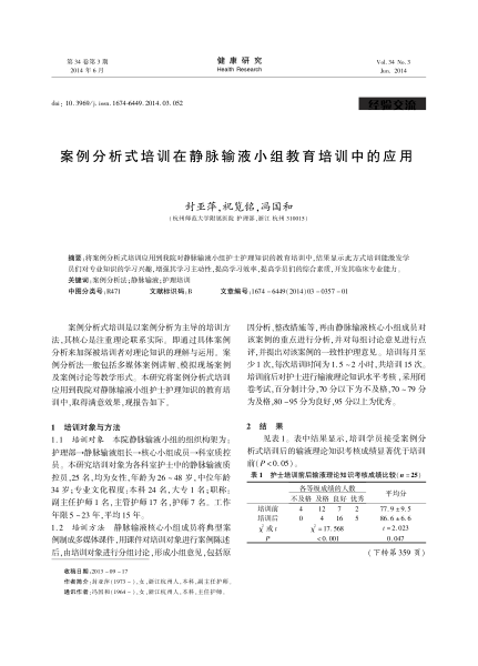 案例分析式培訓(xùn)在靜脈輸液小組教育培訓(xùn)中的應(yīng)用