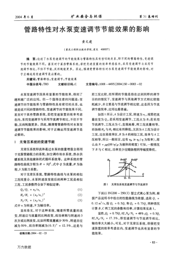 管路特性對(duì)水泵變速調(diào)節(jié)節(jié)能效果的影響