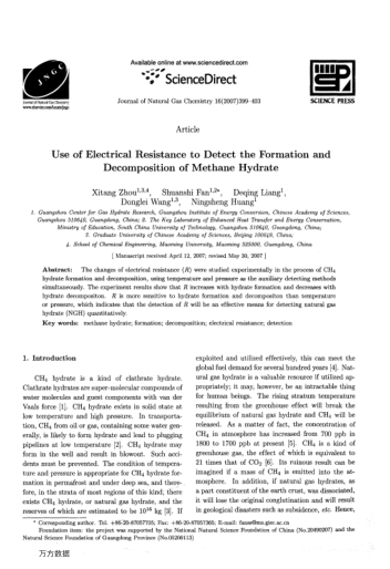 Use of Electrical Resistance to Detect the Formation and Decomposition of Methane Hydrate