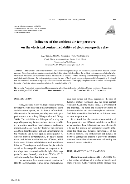 Influence of the ambient air temperature on the electrical contact reliability of electromagnetic re
