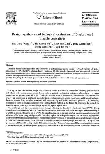 Design synthesis and biological evaluation of 3-substituted triazole derivatives