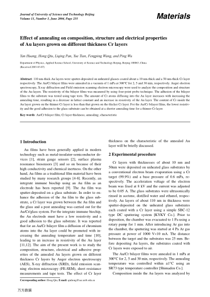 Effect of annealing on composition, structure and electrical properties of Au layers grown on differ
