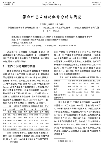 國(guó)內(nèi)外乙二醇的供需分析與預(yù)測(cè)