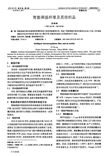 智能調(diào)溫纖維及其紡織品