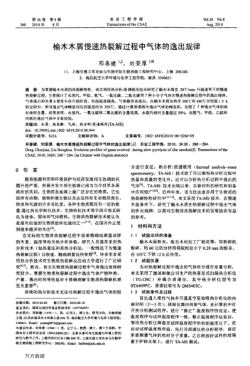 榆木木屑慢速熱裂解過程中氣體的逸出規(guī)律