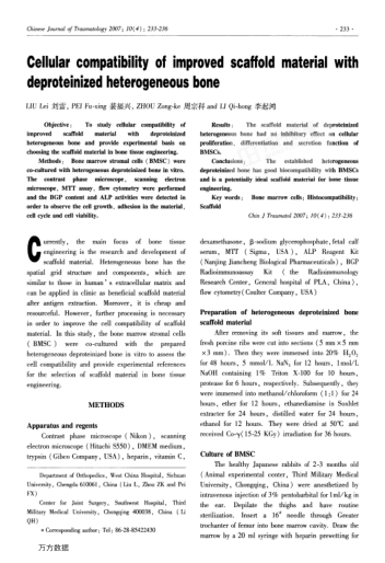 Cellular compatibility of improved scaffold material with deproteinized heterogeneous bone