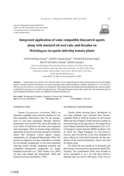 Integrated application of some compatible biocontrol agents along with mustard oil seed cake and fur