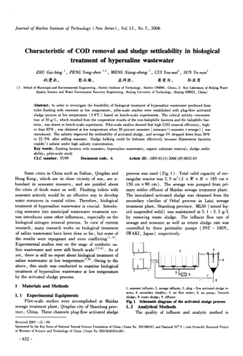 Characteristic of COD removal and sludge settleability in biological treatment of hypersaline wastew