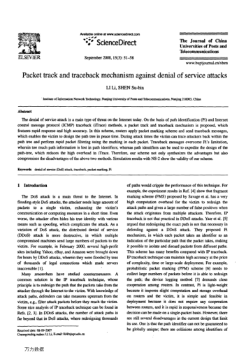 Packet track and traceback mechanism against denial of service attacks