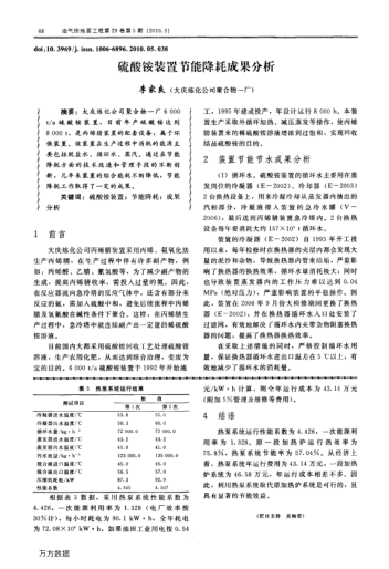 硫酸銨裝置節(jié)能降耗成果分析