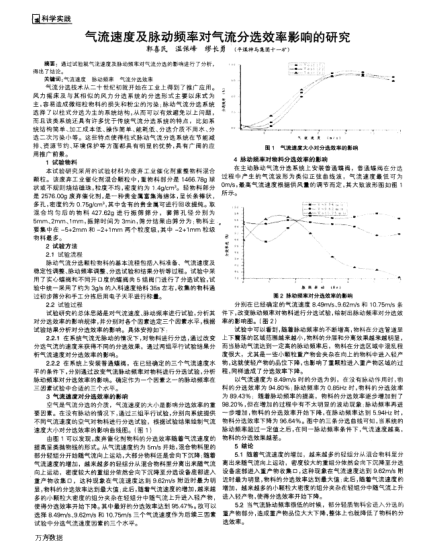 氣流速度及脈動(dòng)頻率對(duì)氣流分選效率影響的研究