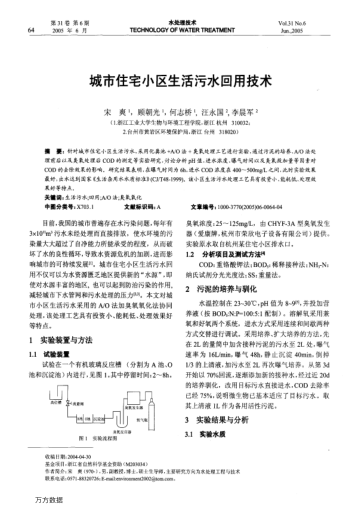 城市住宅小區(qū)生活污水回用技術(shù)