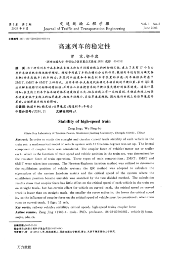 高速列車(chē)的穩(wěn)定性