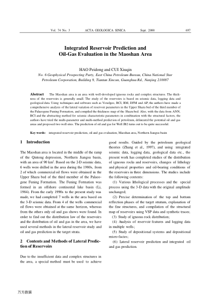 Integrated Reservoir Prediction and Oil-Gas Evaluation in the Maoshan Area