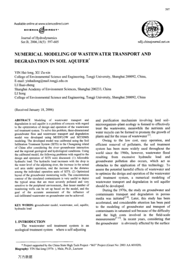 NUMERICAL MODELING OF WASTEWATER TRANSPORT AND DEGRADATION IN SOIL AQUIFER