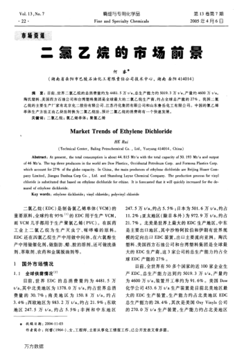 二氯乙烷的市場前景