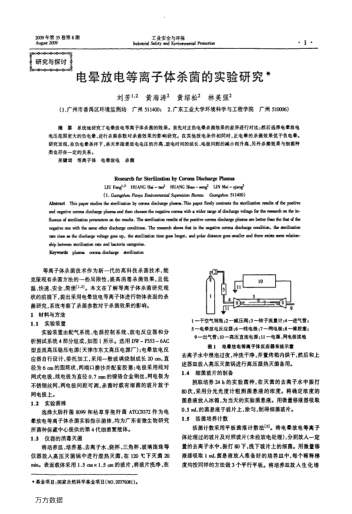 電暈放電等離子體殺菌的實(shí)驗(yàn)研究