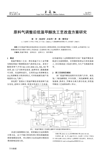 原料氣調(diào)整后低溫甲醇洗工藝改造方案研究
