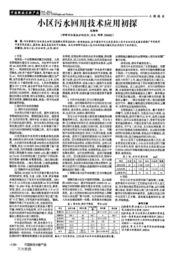 小區(qū)污水回用技術(shù)應(yīng)用初探