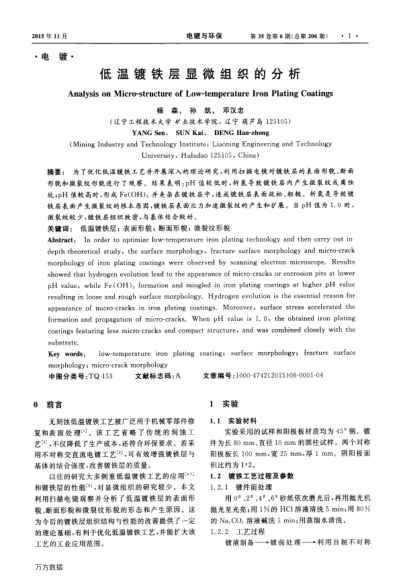 低溫鍍鐵層顯微組織的分析