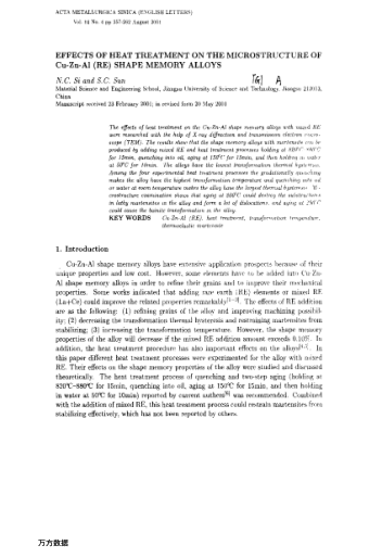 EFFECTS OF HEAT TREATMENT ON THE MICROSTRUCTURE OF Cu-Zn-Al (RE) SHAPE MEMORY ALLOYS