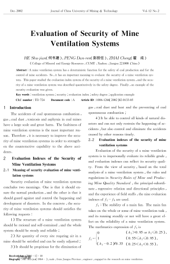 Evaluation of Security of Mine Ventilation Systems