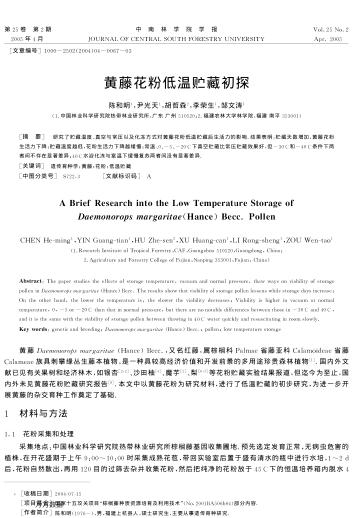 黃藤花粉低溫貯藏初探