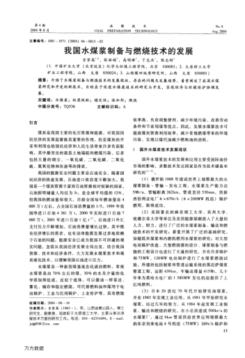 我國水煤漿制備與燃燒技術的發(fā)展