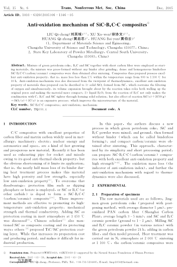 Anti-oxidation mechanism of SiC-B4C-C composites