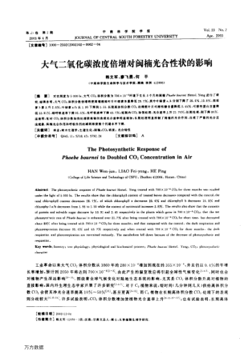 大氣二氧化碳濃度倍增對閩楠光合性狀的影響