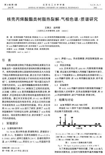 核殼丙烯酸酯類樹脂熱裂解-氣相色譜/質(zhì)譜研究