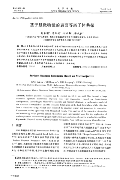 基于顯微物鏡的表面等離子體共振