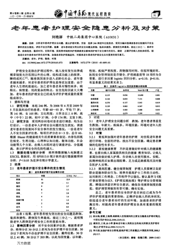 老年患者護理安全隱患分析及對策