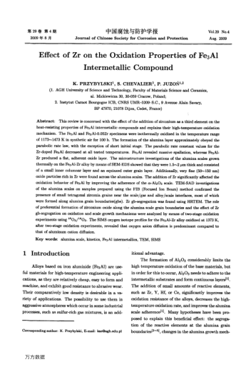 Effect of Zr on the Oxidation Properties of Fe3Al Intermetallic Compound