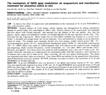 The mechanism of iNOS gene modulation on acupuncture and moxibustiontreatment for ulcerative colitis