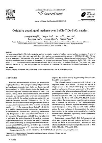 Oxidative coupling of methane over BaCl2-TiO2-SnO2 catalyst