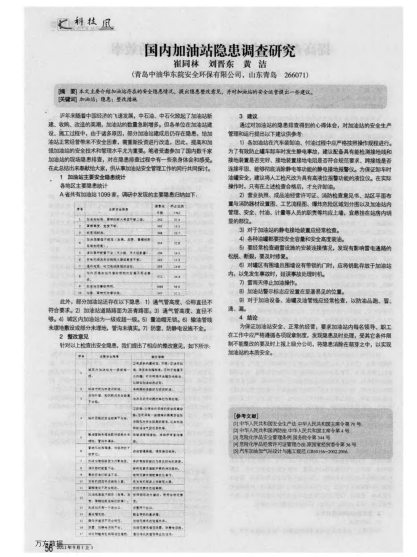 國內(nèi)加油站隱患調(diào)查研究