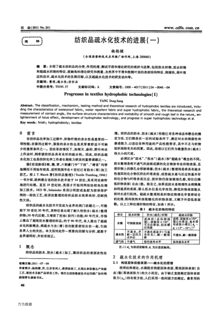 紡織品疏水化技術(shù)的進(jìn)展(一)