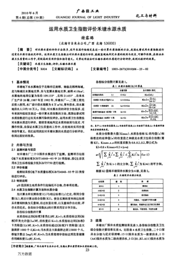 運(yùn)用水質(zhì)衛(wèi)生指數(shù)評(píng)價(jià)禾塘水源水質(zhì)