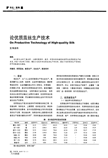 論優(yōu)質(zhì)繭絲生產(chǎn)技術(shù)