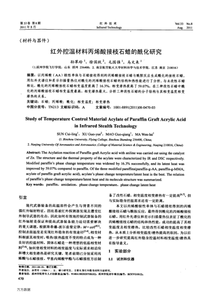 紅外控溫材料丙烯酸接枝石蠟的酰化研究