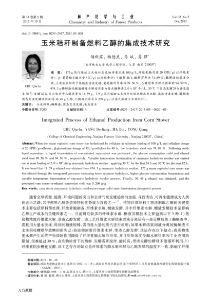 玉米秸稈制備燃料乙醇的集成技術研究