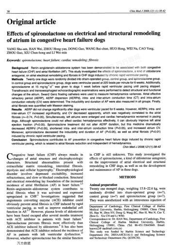 Effects of spironolactone on electrical and structural remodeling of atrium in congestive heart fail