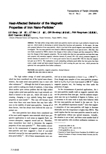 Heat-Affected Behavior of the Magnetic Properties of Iron Nano-Particles